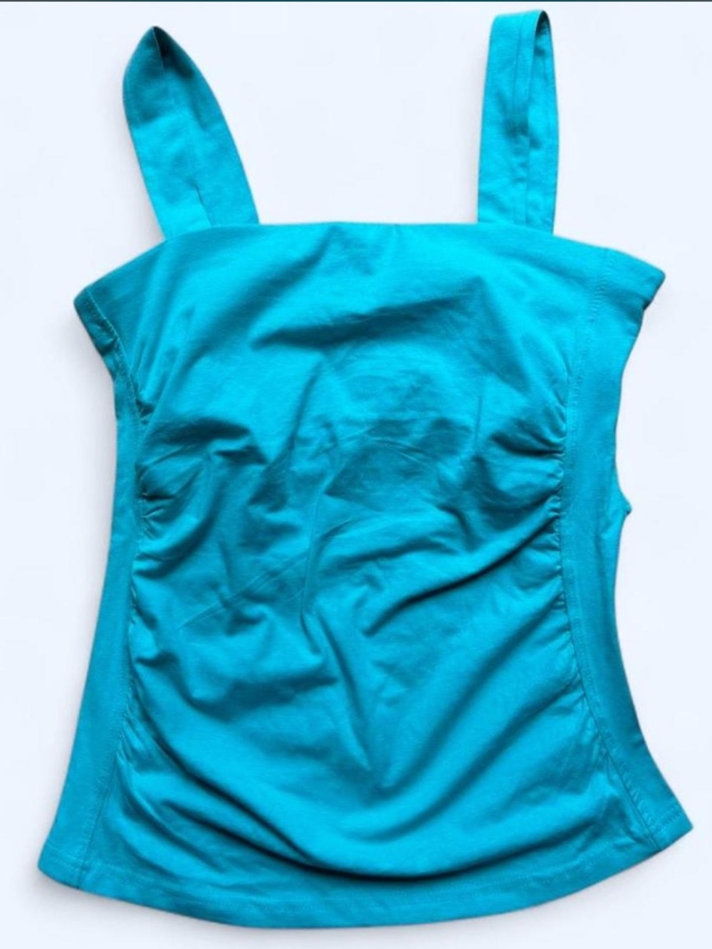 Teal Rouched Square Neck Tank Top Size M
